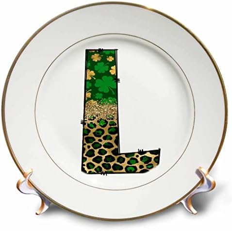 3Droza Glam Leopard i četiri listovna djetelina Monogram Početna L - ploče