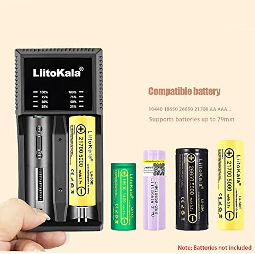 2-ležište USB 18650 punjač za baterije，Univerzalni punjač za baterije za: 3.7 V 26650 14500 16340