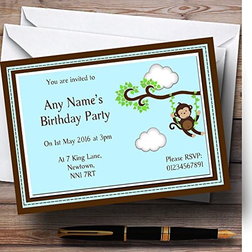Cheeky Monkey Brown Personalizirani rođendan Dječji pozivnice za zabavu