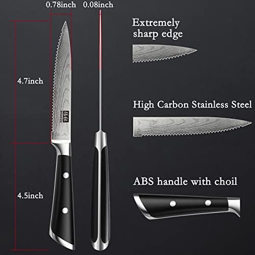 Shan ZU set noža za odreske, 6-dijelni noževi za odreske, kuhinjski nož za odreske 5 inča, nazubljeni noževi