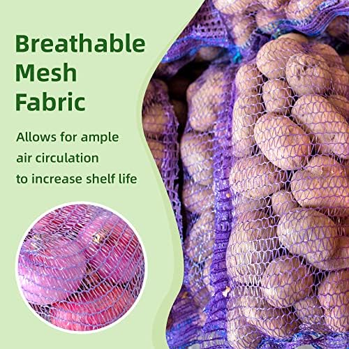 Deebree biljne mrežaste vrećice za luk, 18×22 mrežaste vrećice za krompir Raschel prozračne neto vrećice