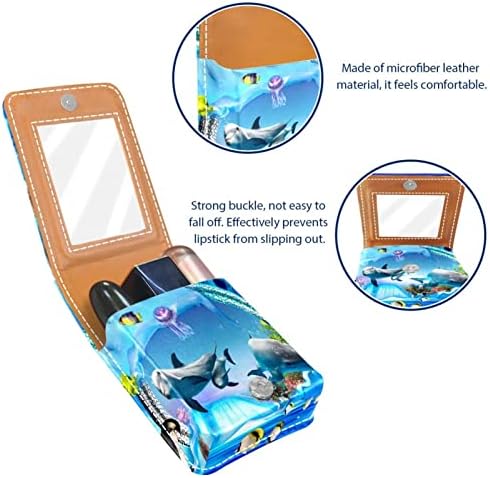 Mini ruž za usne sa ogledalom za torbicu, Underwater World Jellyfish and Dolphin Portable Case