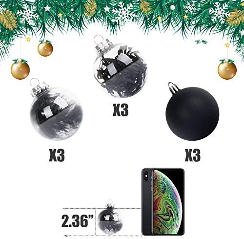 Babigo 60mm/ 2.36 Božić Ball ukrasi sa punjenim delikatan dekoracije - dekorativni Clear Plastic Božić Balls Baubles Set