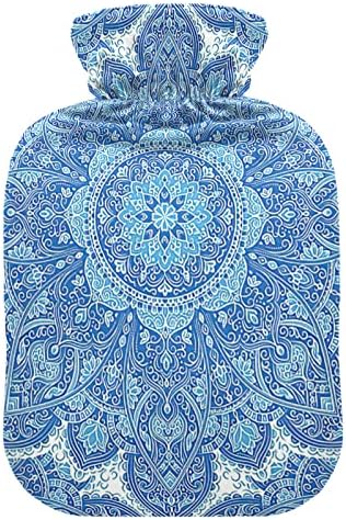 Flaše sa toplom vodom sa poklopcem plava Mandala vreća za toplu vodu za ublažavanje bolova, žene devojčice deca, flaše za grejanje 2 litra