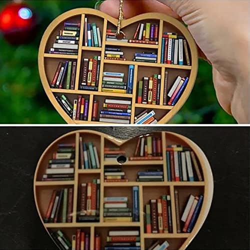 MQSHUHENMY ljubitelji knjiga ukras srca, ukrasi srca, pokloni ljubitelja knjiga, ukras jelke poklon
