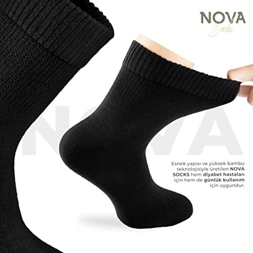 Dijabetičke čarape za bambusove žene - 4 para, dijabetičke čarape gležnja, meko, široko, rastezljivo, bešavne nožne prste, idealno za natečene noge.