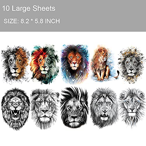 30 listova velikog lava privremene tetovaže za muškarce REALISTIČNI LION privremene naljepnice za tetoviranje za odrasle 3D lažni vukovi Spider Scorpion Aircies Tatoos