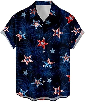 XXBR MENS Havajska majica Dan nezavisnosti 3D digitalni tisak Skraćeno rukav Summer Beach Majica Down majica