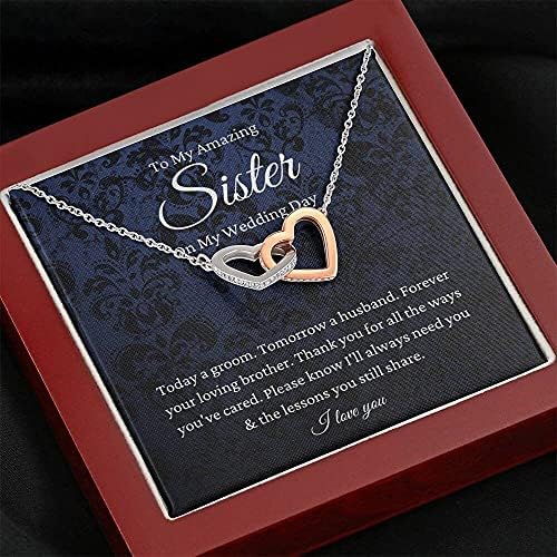 Nakit za poruke, ručno rađena ogrlica - personalizirani poklon za međusobno zaključavanje, sestra mladoženja poklona brata do sestre vjenčanja od brata vjenčanja od mladoženja do sestre vjenčanje