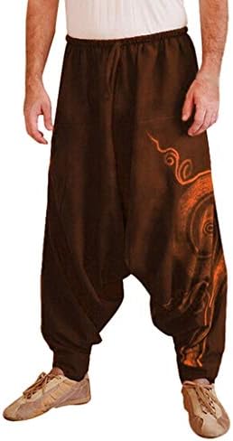 Muške Harem hlače, F_Gotal muške Casual elastični struk Yoga vrećaste Boho Harem hlače spuštene međunožje s džepovima