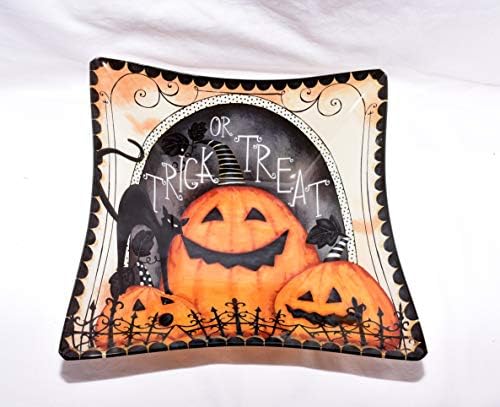 NOVO 10,5 Halloween Trick ili tretirajte crnu mačku sa pumpkinskim staklenim ukrasnim posudom za posuđe