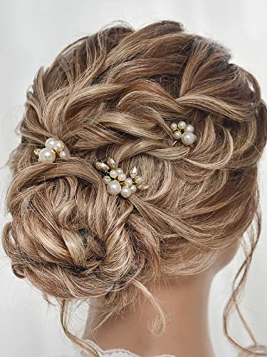 Heread Pearl Bride vjenčane igle za kosu Gold Crystal Bridal Headpiece Hair Accessories za žene i djevojčice