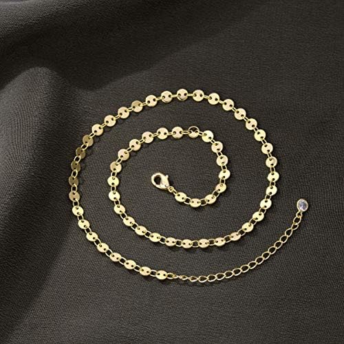 Loyata 14k pozlaćena ogrlica od ogrlice, Bohemia Sequin kovanice delikatna lančana ogrlica sa CZ uroka za zlo oko Hamsa za žene