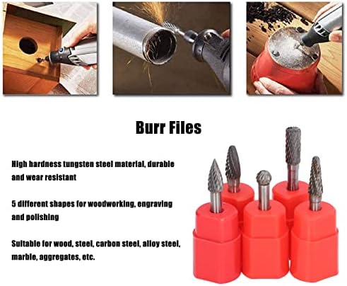 5kom brušenje Burr Burr Files 6x8mm volfram čelik rotirajući Brusni Set za obradu drveta bušenje rezbarenje