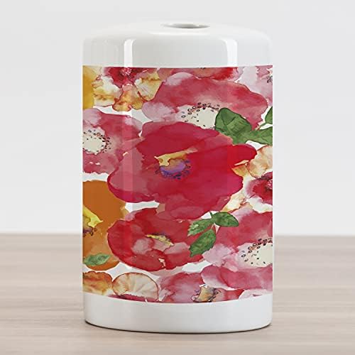 AMESONNE Cveće keramička četkica za zube, akvarel stilizirani efekt cvjetni tematski cvijeće i lišće uzorak
