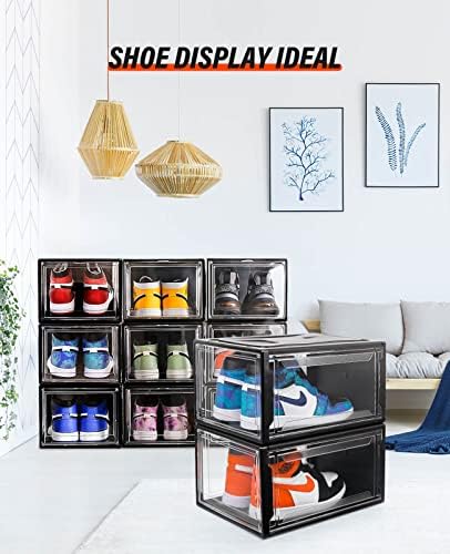 Clear cipela za cipele Spakiranje, prikaz spremišta za cipele sa poklopcima, kutija za pohranu tenisica, magnetna vrata, lako sastavljanje, ušteda prostora