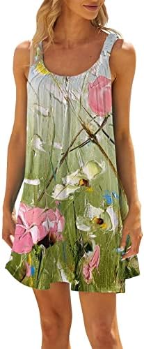 Neferlife ljetne haljine za žene, modni ljetni sarafan za žene Casual Print slatka Mini Sling haljina