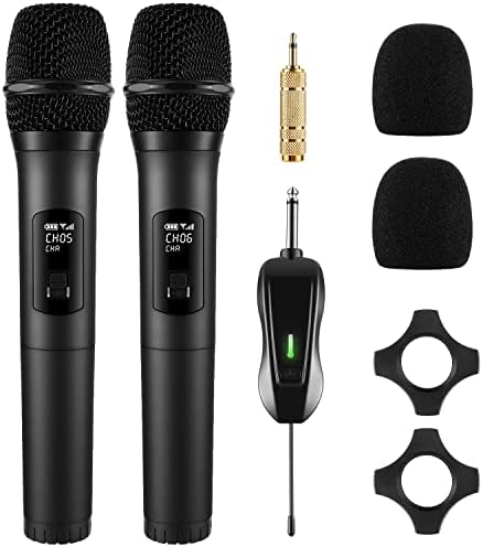 Knmdityn bežični ručni mikrofon dinamični karaoke mikrofon sa 1/4, 1/8 prijemnikom i protukliznim prstenom, 100ft