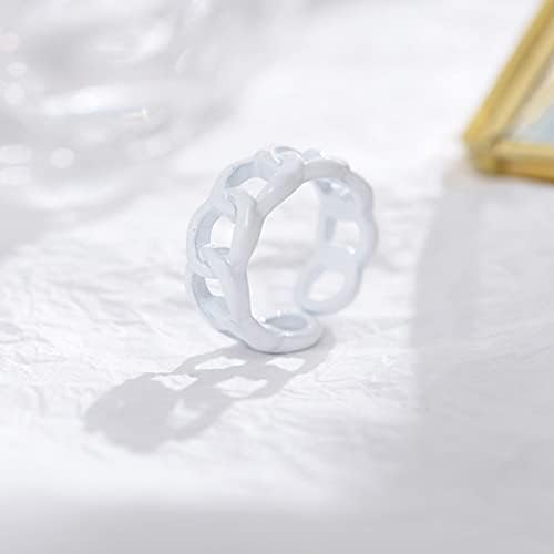 Punk zdepast otvoreni emajlirani šareni geometrijski lančić Slaganje podesiva veličina prsten prsten Set nakit za žene djevojke Valentinovo rođendanski poklon